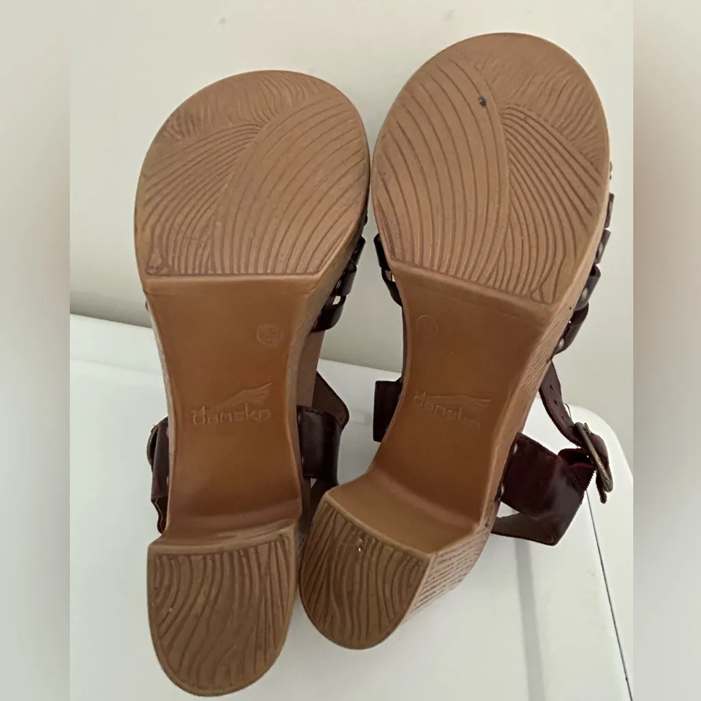 Dansko Dawson Block Heel Leather Sandals Brown Size 8.5 - 9 US 39 EU - Image 12