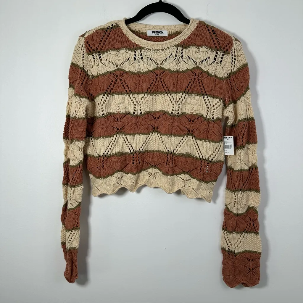 Tilly’s RSQ Women’s Striped Knit Cropped Sweater Size XS NWT - Image 3