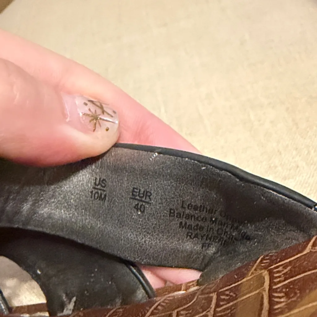 Sam Edelman Black Leather and Brown Wedge Slides, Size 10 - Image 5