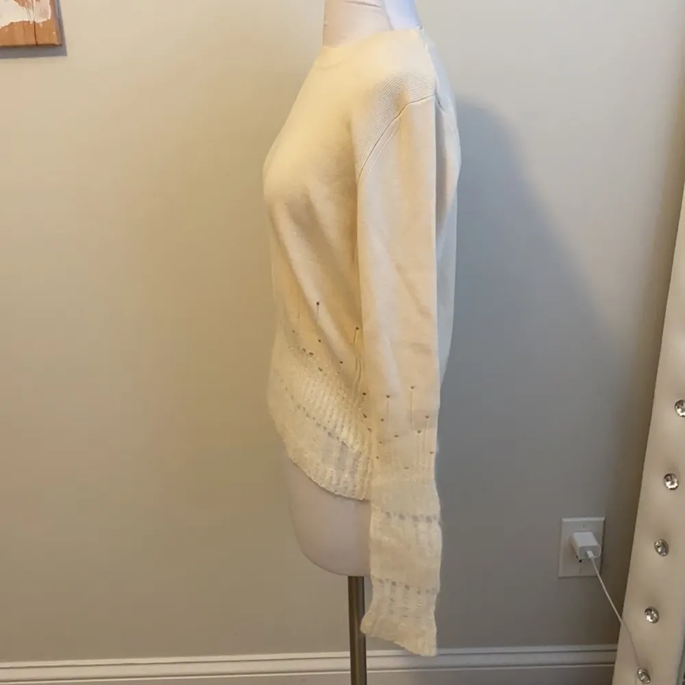 3.1 Phillip Lim Cream Drop Needle Distressed Wool Mohair Sweater - Image 3