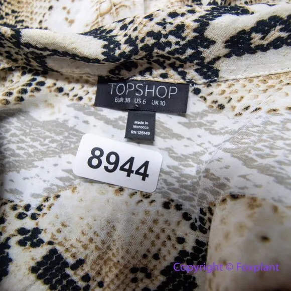 Topshop snake skin animal print women's long sleeve top,‎ size 6 - Image 8