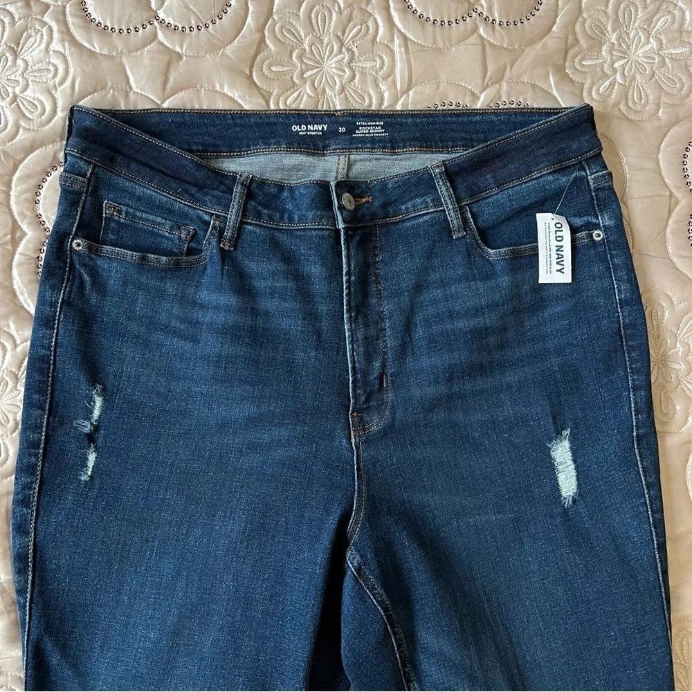 Old Navy Extra High-Waisted Rockstar Super Skinny Ribbed Jeans NEW Plus Size 20 - Image 5