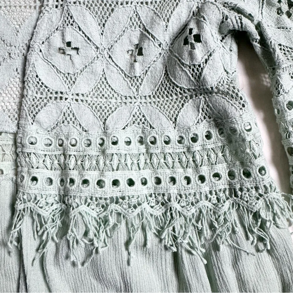 Entro Cardigan Kimono Lace Fringe Boho Cottagecore Office Festival Bell Sleeve M - Image 3
