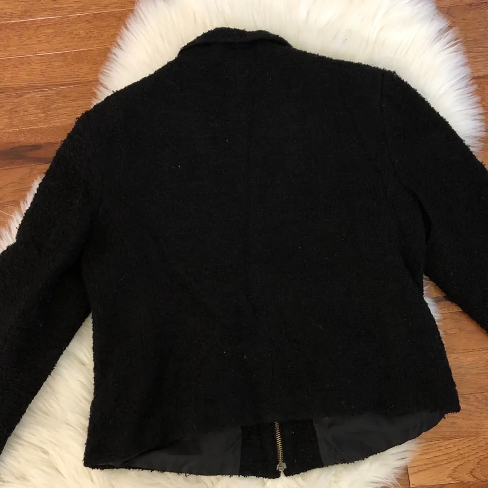 Jillian Jones Black Wool Zip Up Jacket Size 8 - Image 5