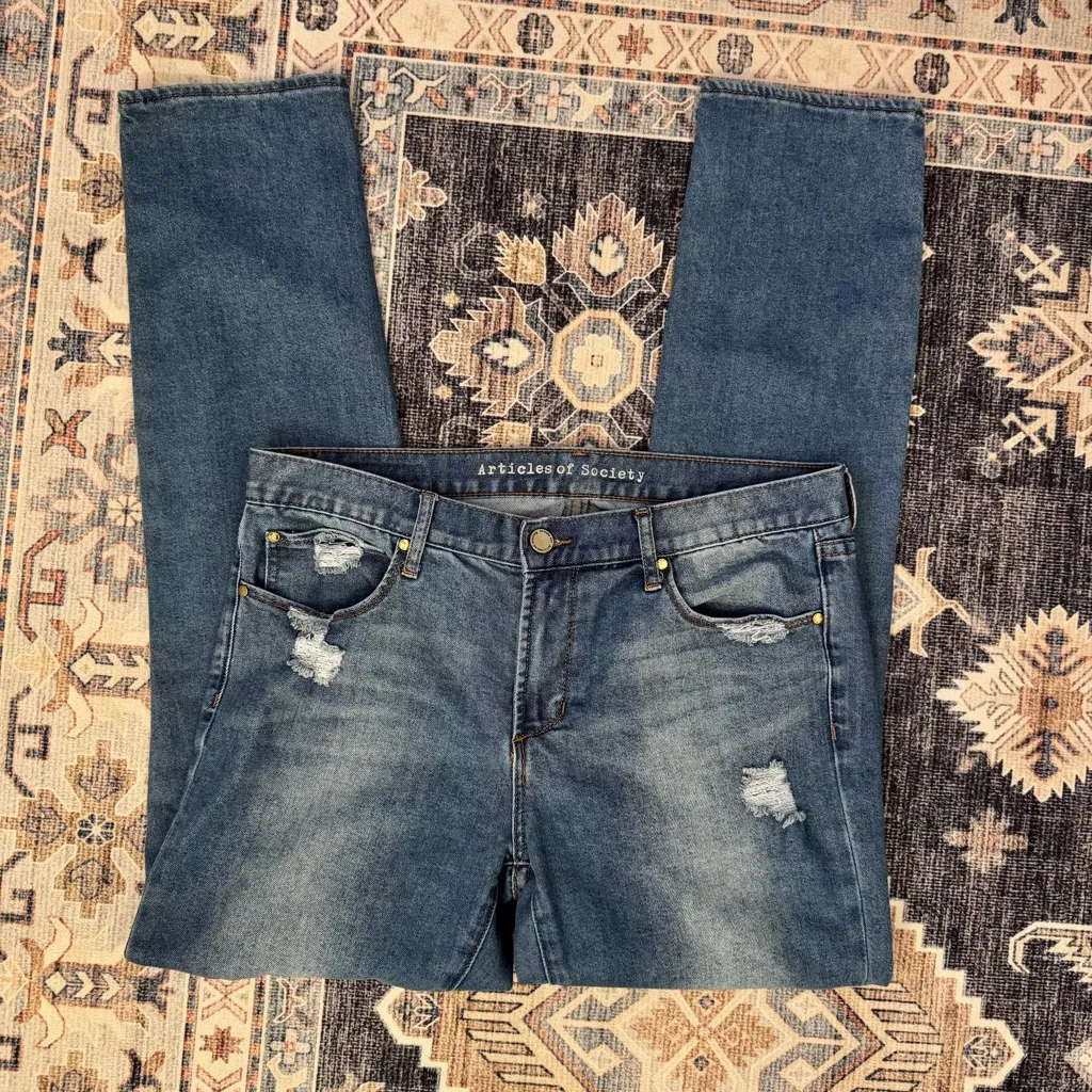 Articles of Society Women’s Mid-Rise Medium Wash Distressed Skinny Jeans Size 31 - Image 8