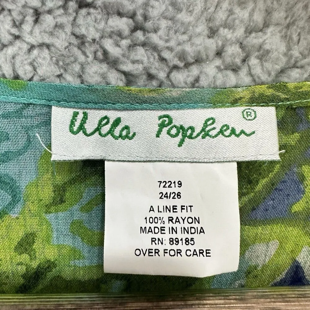 Ulla Popken one Size blue Floral Bright Flowy Oversized Kimono Cover Up Cardigan - Image 2