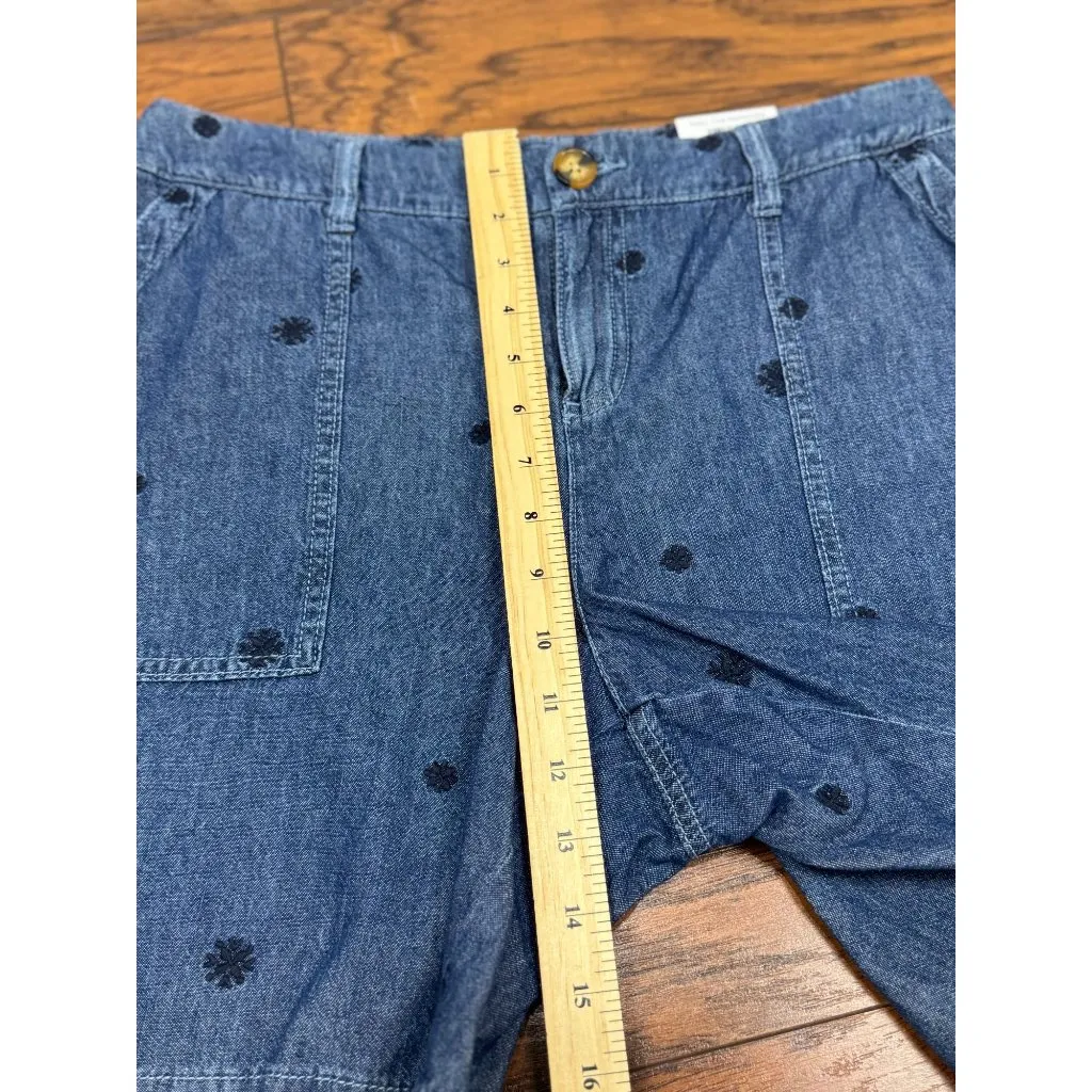 NEW Style & Co Womens 10P Blue Denim Bermuda Shorts Black Embroidered Floral - Image 6