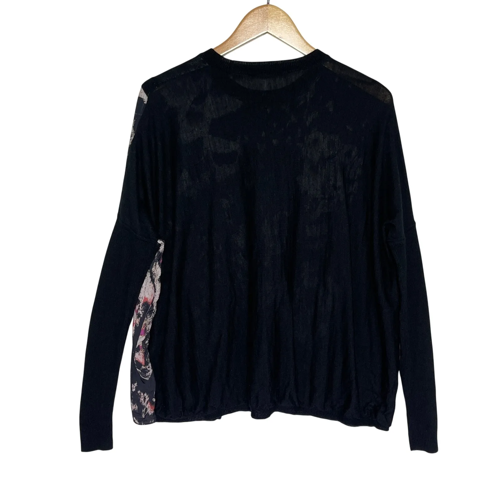 ALLSAINTS Women’s Koko Wing Wrap Merino Wool Mixed Media Sweater small Black - Image 8