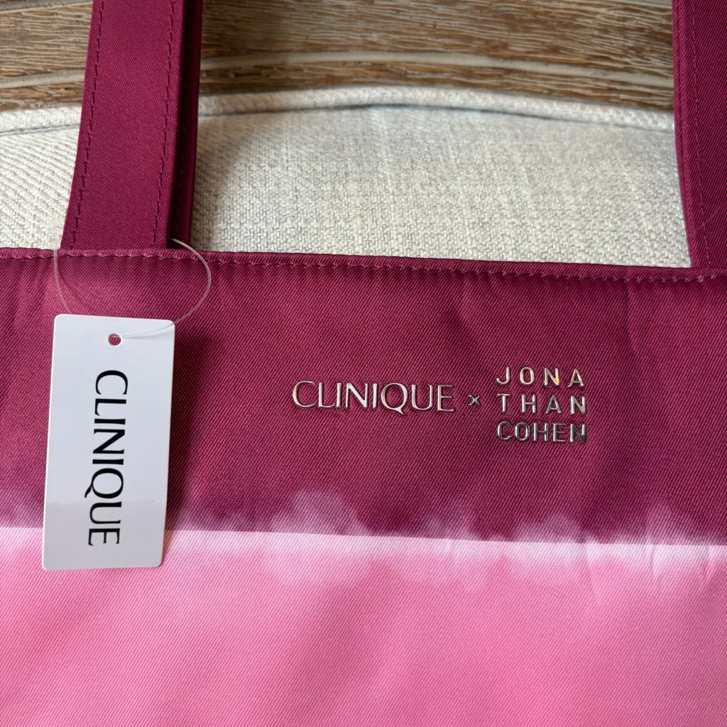 Clinique X Jonathan Cohen Limited Edition Red & Pink Ombré Tote NEW WITH TAGS - Image 2