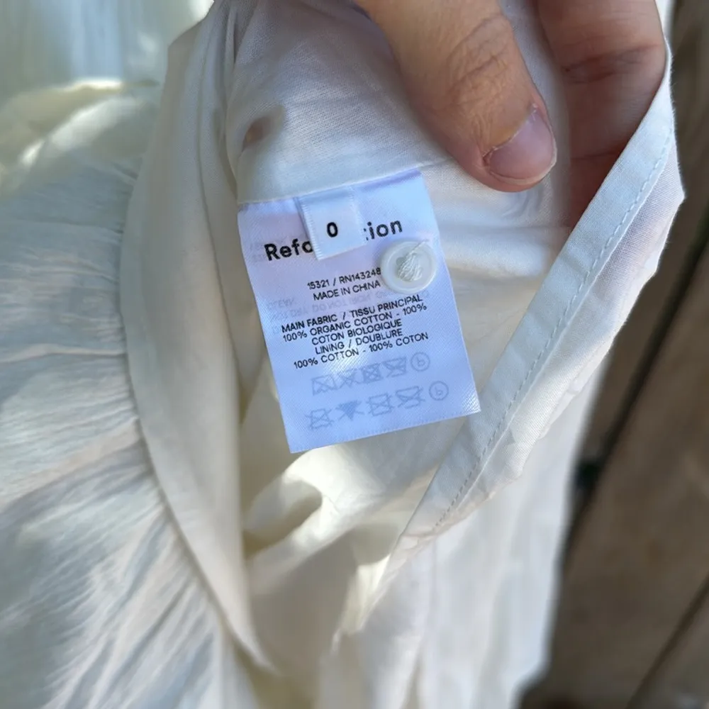 Reformation Chicago Dress White Tiered Maxi Midi Open Back Tie 1/2 Sleeve 0/XS - Image 9