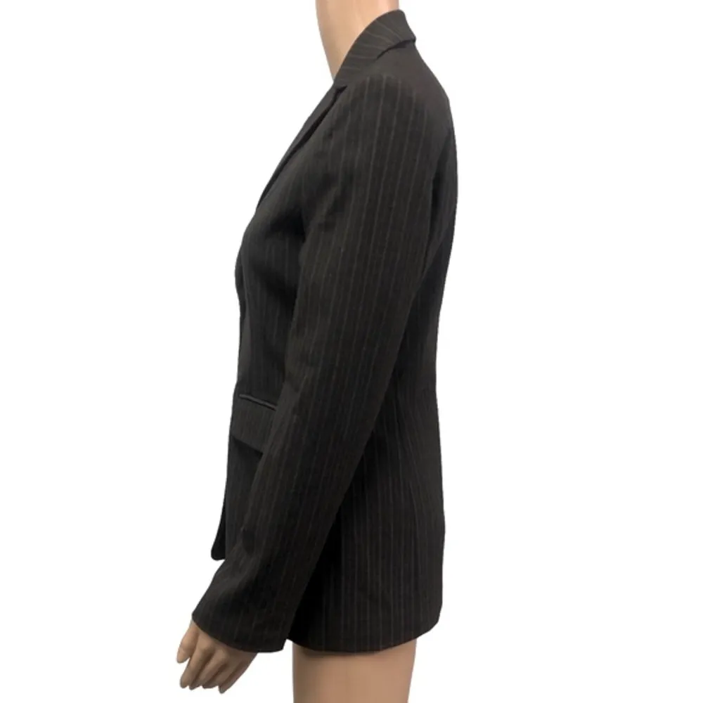 The Limited Stretch Brown Pinstripe 2 Button Blazer Suit Jacket Womens XS New - Image 4