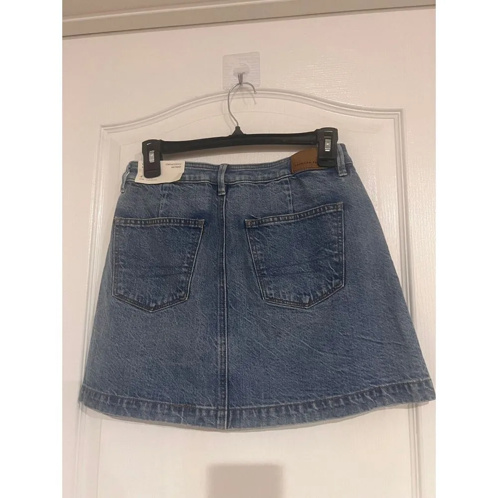 American Eagle Outfitters Denim A-Line Skirt Super High Rise Comfort Waist 4 NWT - Image 6