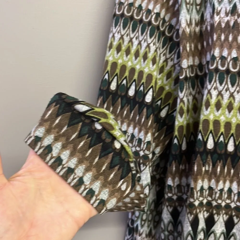 Susan Graver Aztec Native American Open Front Asymmetrical High Neck Cardigan-La - Image 5