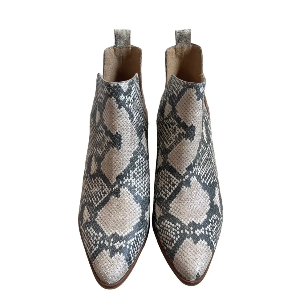 Lucky Brand Jabilo Snake Print Leather Block Heel Western Booties Size 9.5 - Image 4