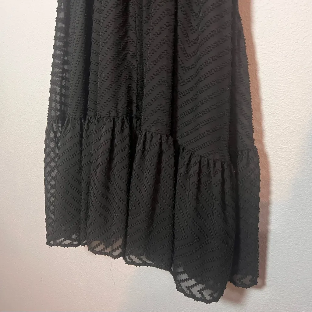 Zara Basic Midi Tiered Shirt Dress Black Short Sleeve Size Medium Whimsigoth - Image 8