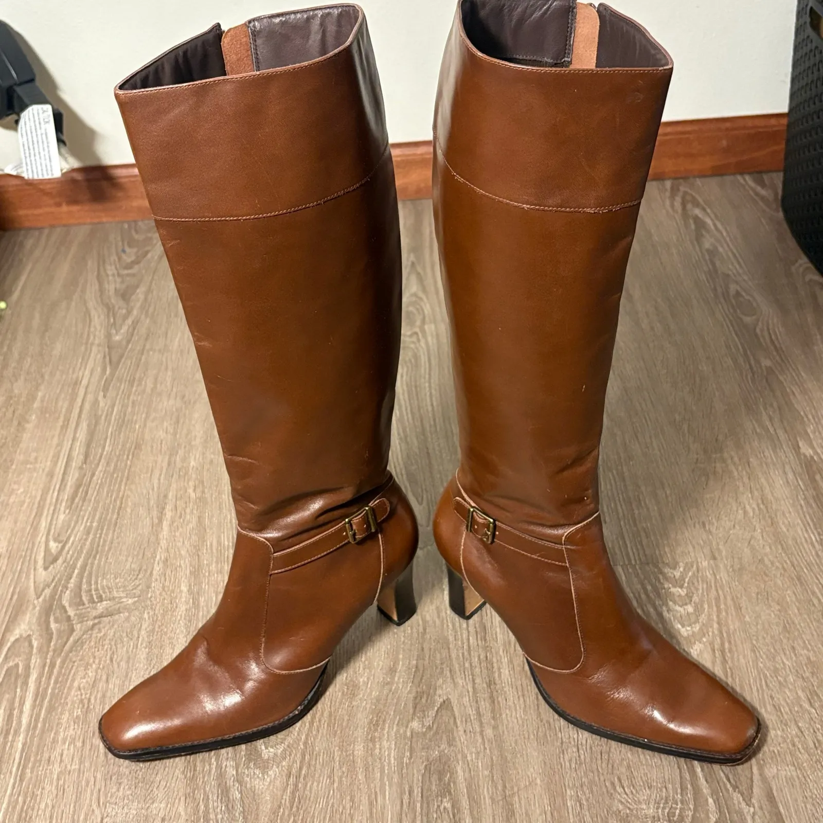 Lauren Ralph Lauren Lucienne Brown Leather Tall Boots 7C Knee High - Image 11