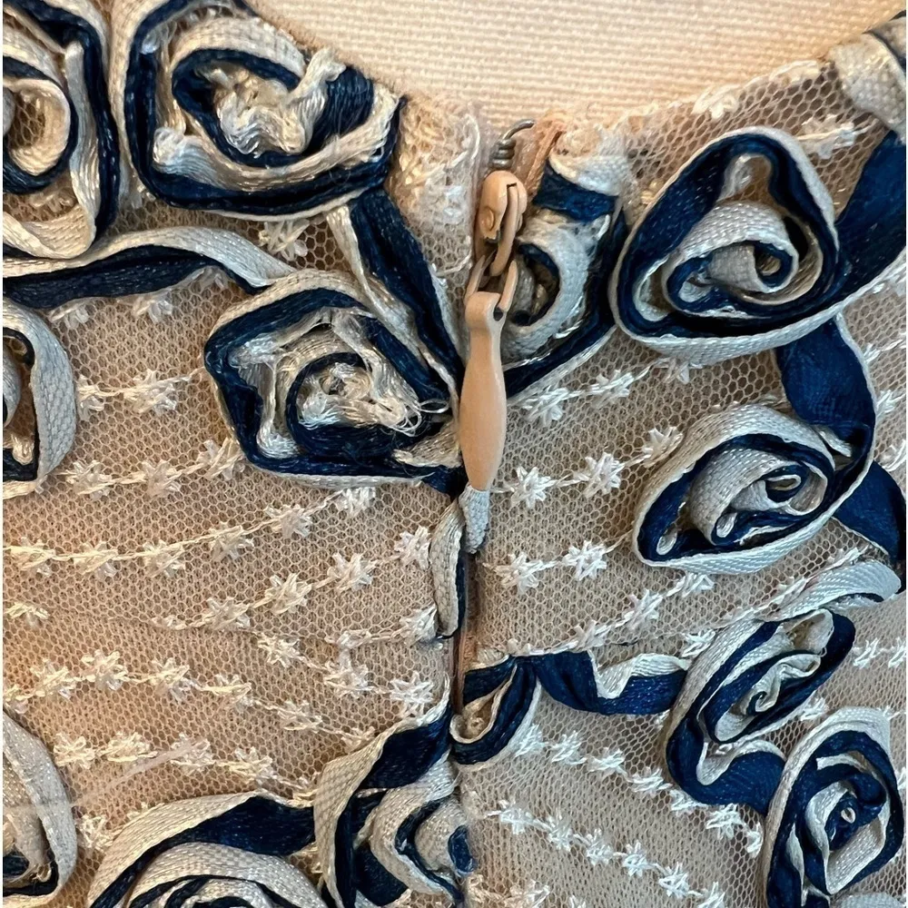 The Clothing Company fit & flare cocktail dress, tan/navy 3-D ribbon, S twee - Image 7