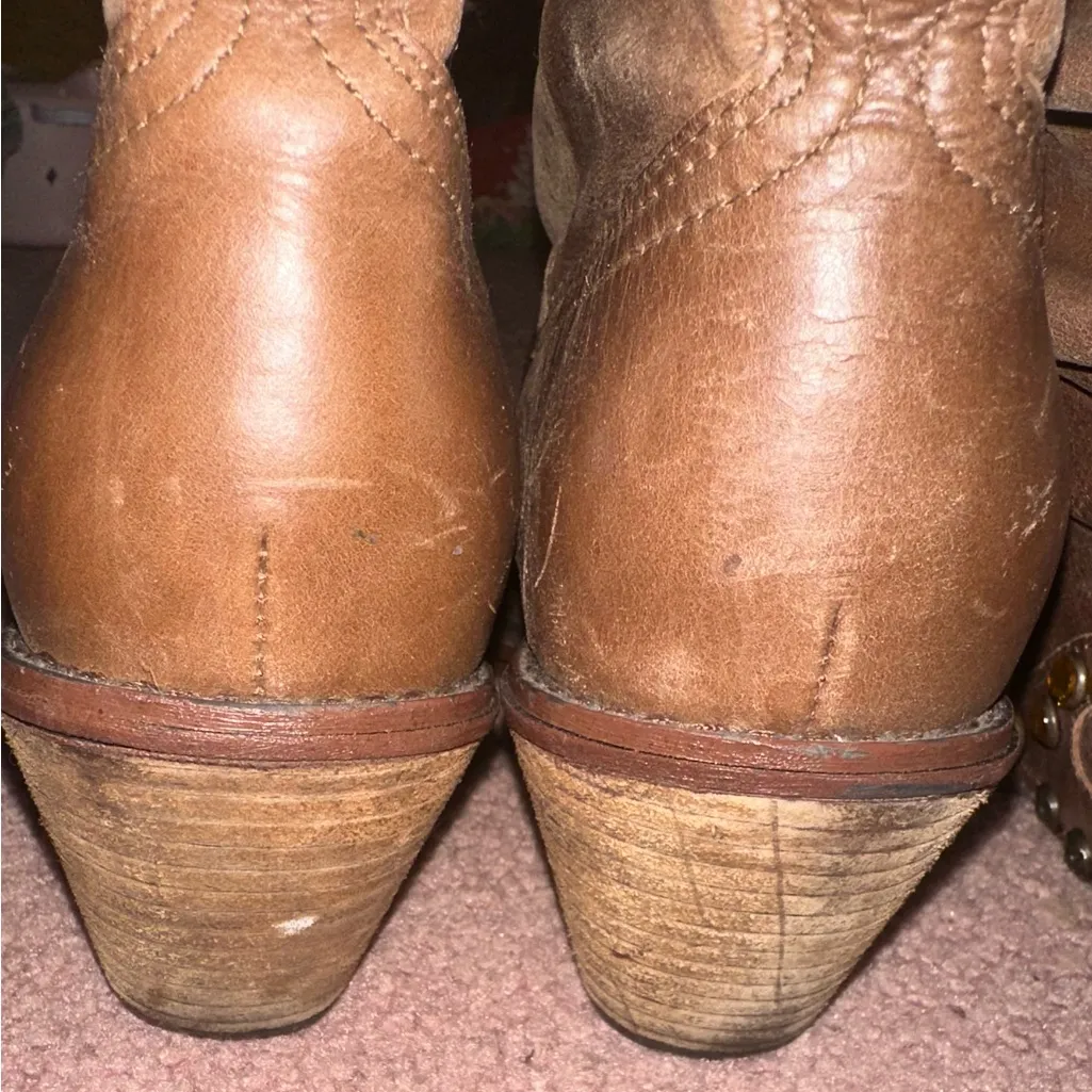 Brown Leather Studded Boots - Image 5