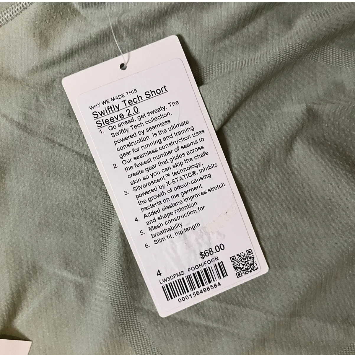 lululemon Swiftly Tech Short-Sleeve Shirt 2.0 Hip Length Fog green Size 4 - Image 3