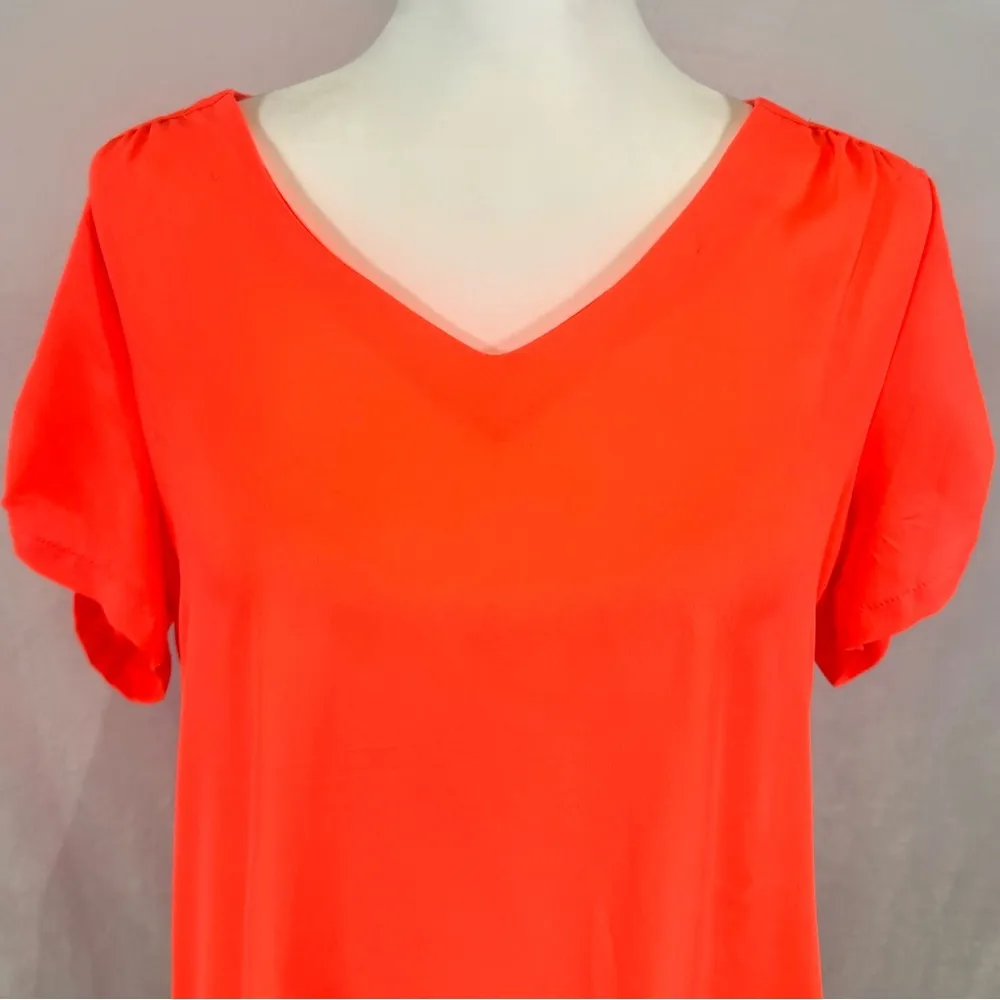 bright neon orange vneck top size medium - Image 2