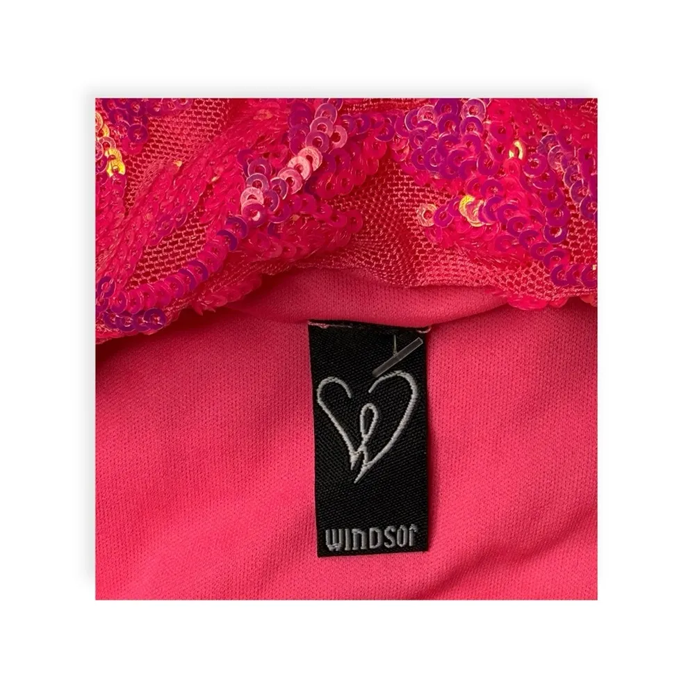 Windsor 𒀭 Plunging V Neck Sequin Mesh X Back Bodycon Mini Dress 𒀭Hot Pink 𒀭Large - Image 9
