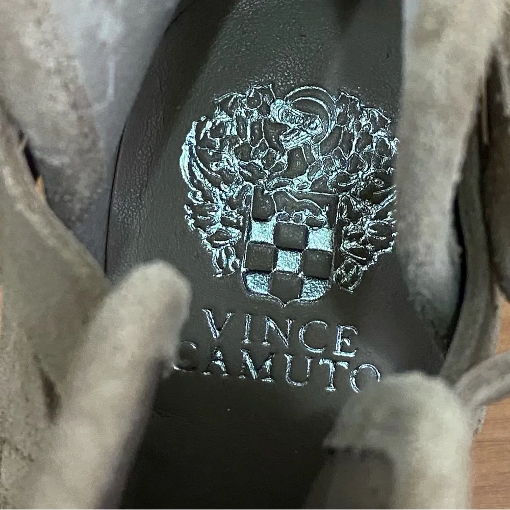 VINCE CAMUTO Perforated Tan Suede Heeled Booties Ankle Boots Women’s Size 7.5 - Image 14