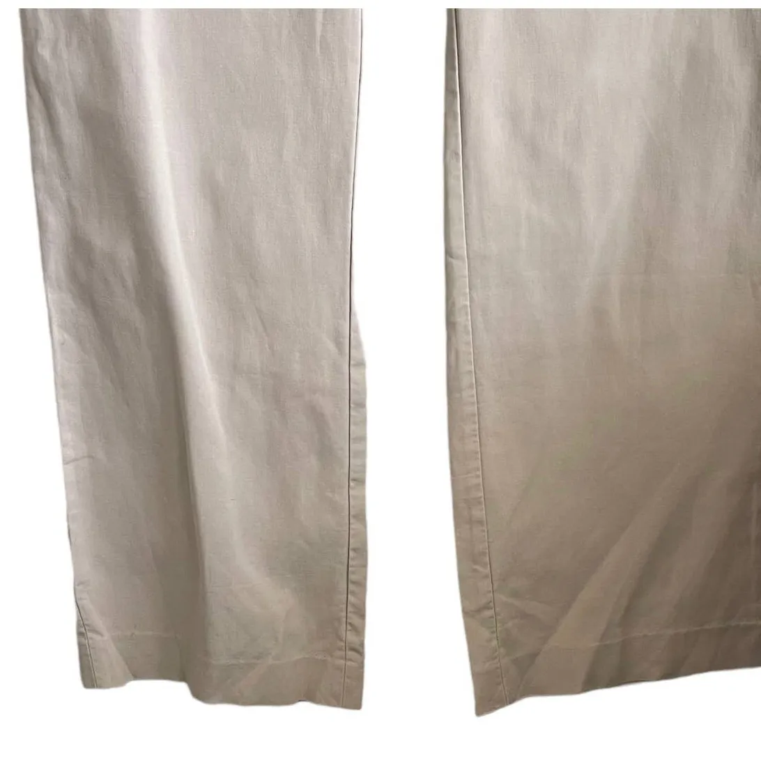 J Crew Pants Women 10 Beige‎ Cotton Straight Leg Pockets Work Y2K Preppy Coastal - Image 4