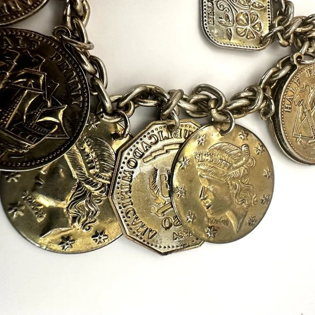 Gold tone coin necklace - Image 9