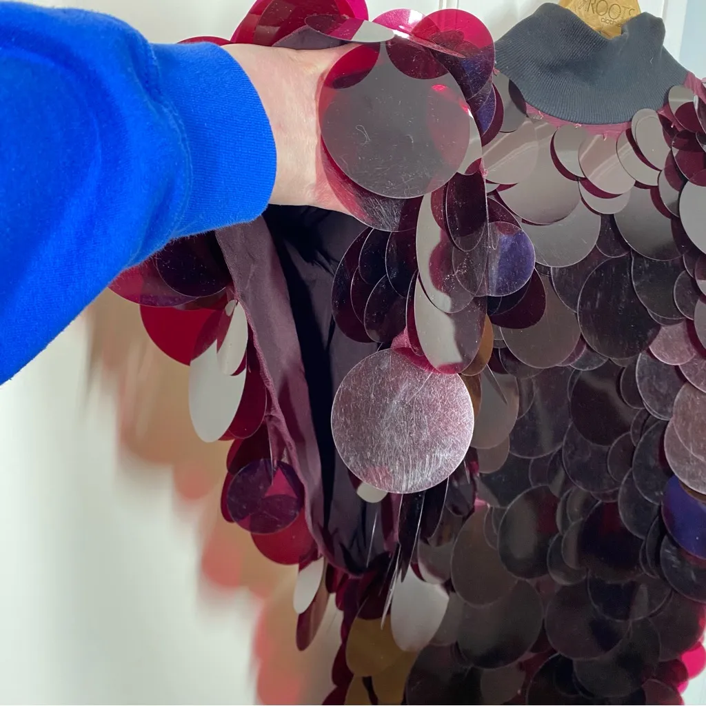 ASOS ARRANGE high neck paillette sequined fringe hem maxi dress in merlot size 2 Red - Image 5