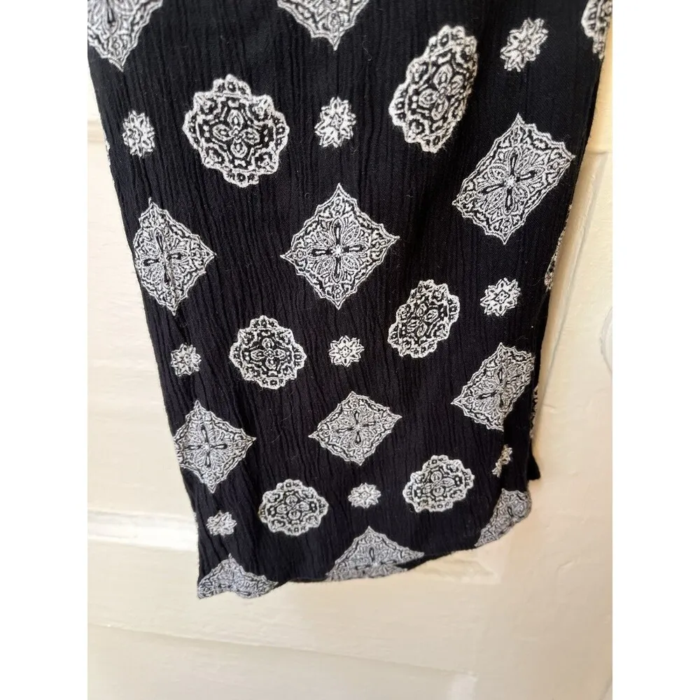 Lulus Amuse Society Berlin Med High Waist Black Printed Indian Boho Woven Pants - Image 5