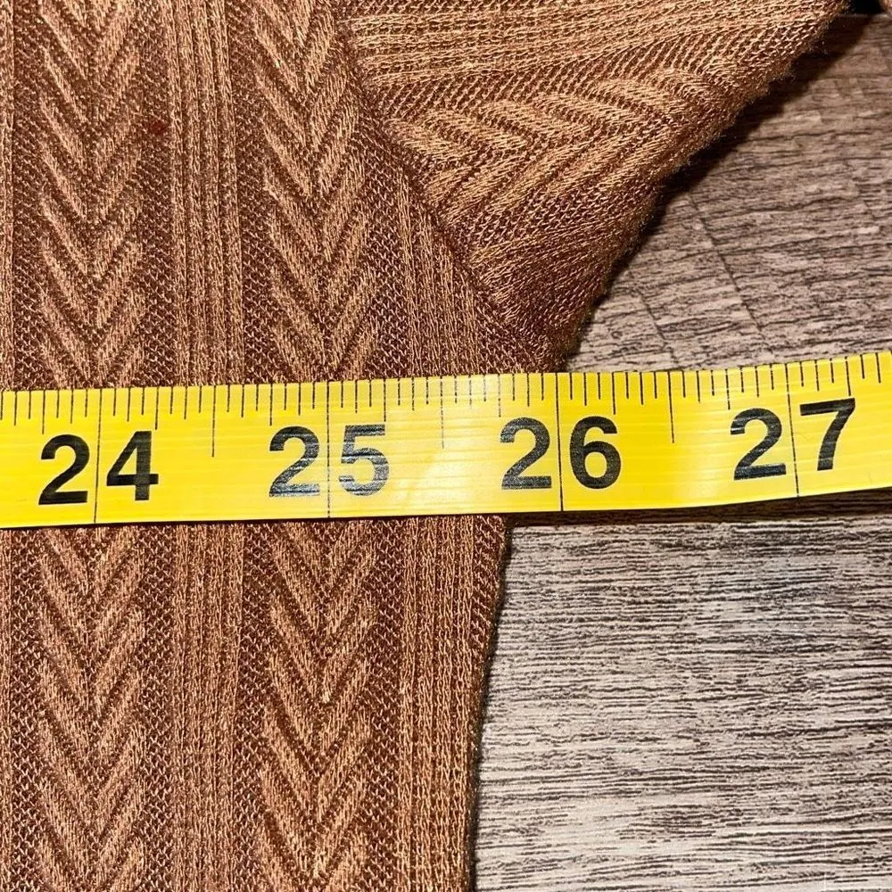 Pink Lilly Womens Knit‎ Herringbone Textured Button Front Blouse Chestnut Medium Brown - Image 7