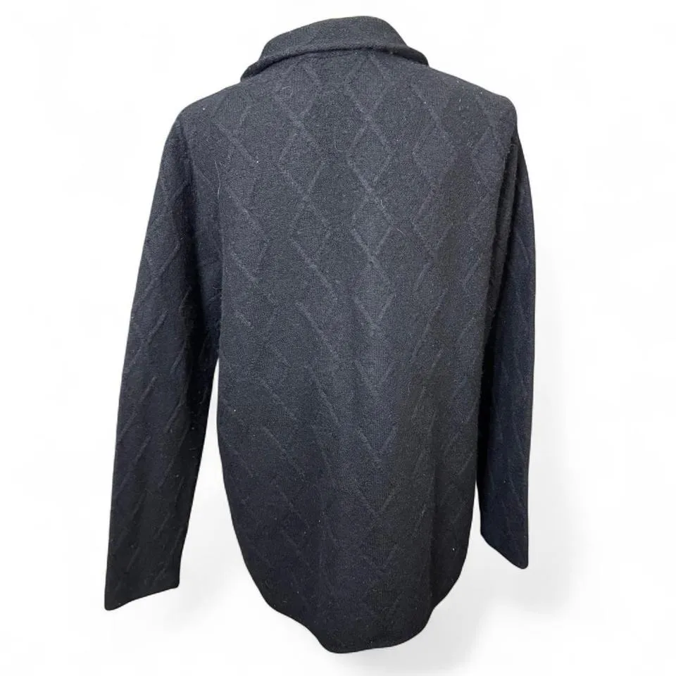 Talbots 100% Wool Black Full Zip Cozy Fall Winter Sweater Size Large Basic - Image 4