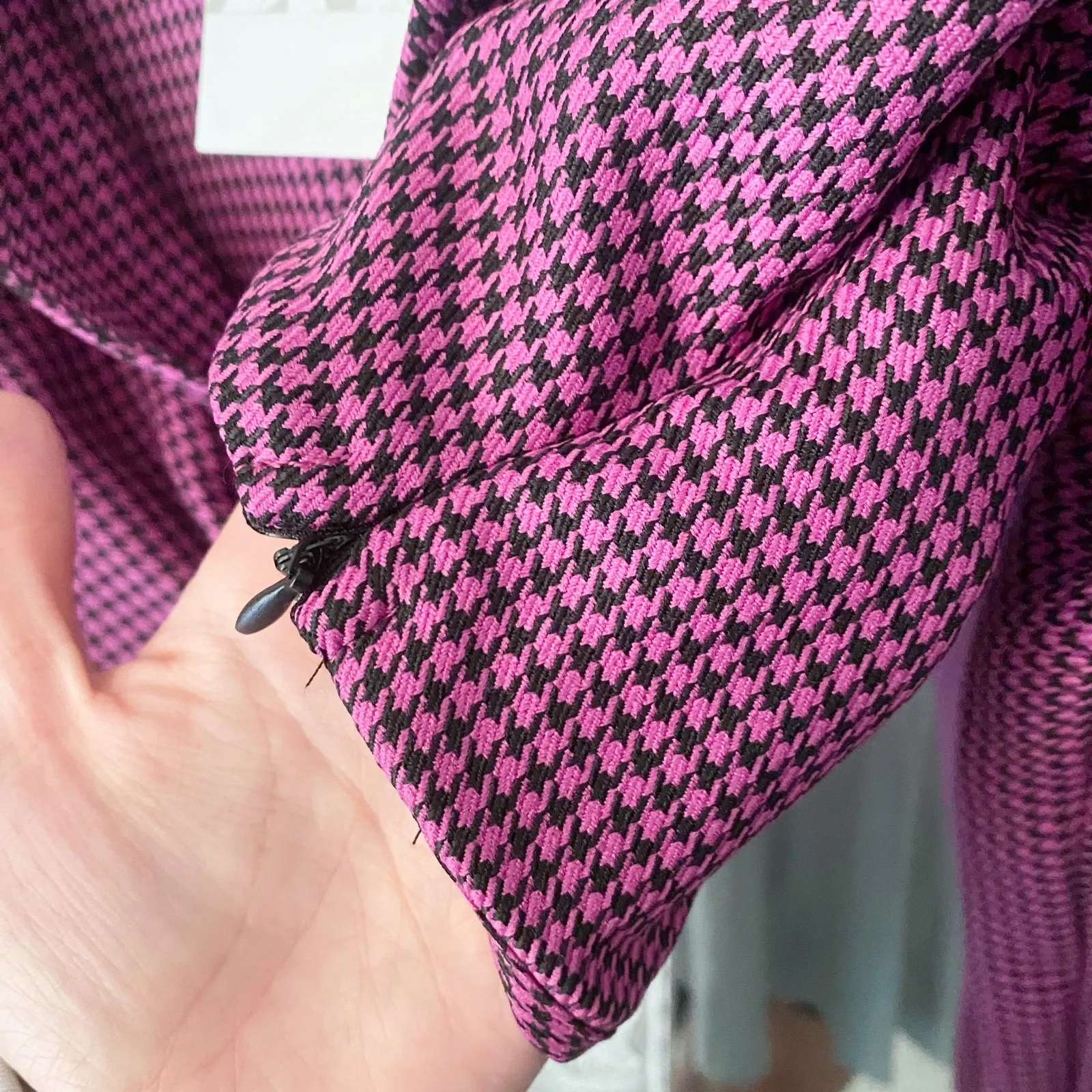 Zara Houndstooth Tie Waist Cropped Top - Image 9