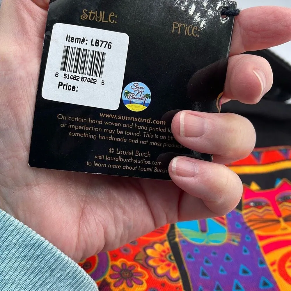 NWT Laurel Burch canvas bright cat crossbody. Orange - Image 4