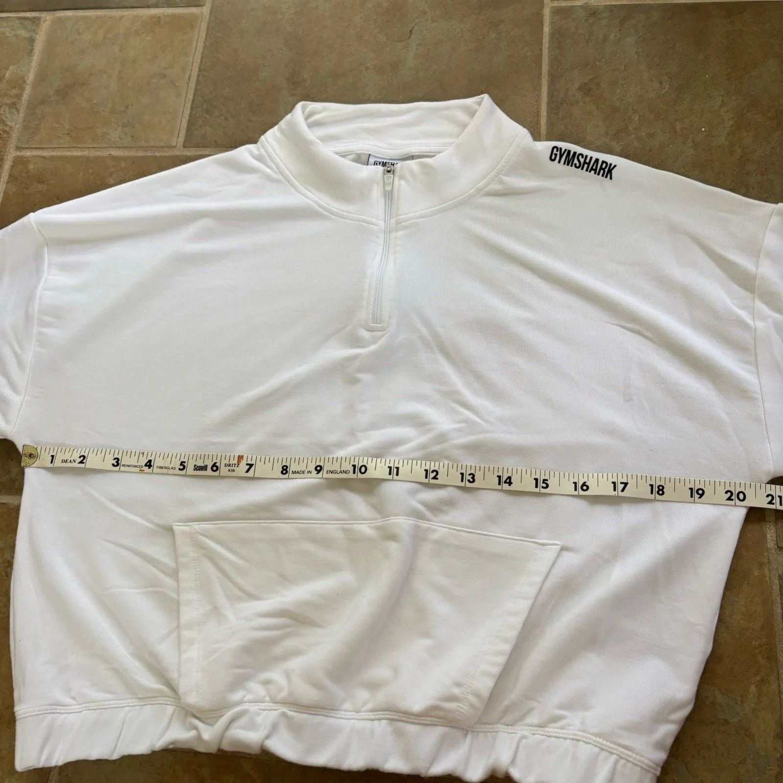 Gymshark  Sweater Womens Size XL Quarter Zip Pullover White Cropped Soft - Image 6
