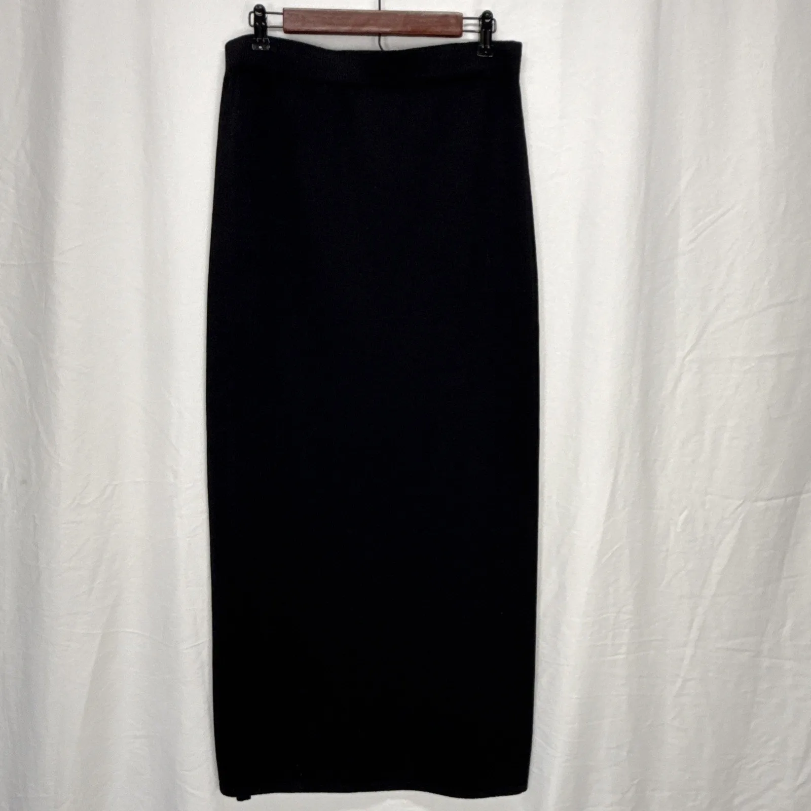 St John Evening Women’s Black Wool Knit Column Maxi Skirt Size 12 Elegant Formal - Image 4