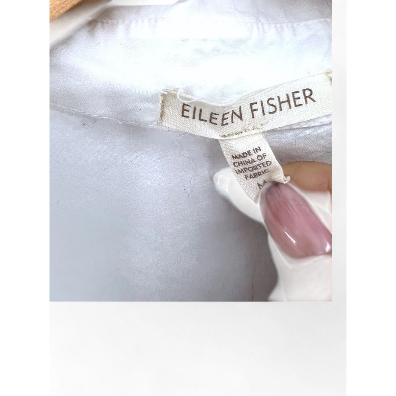 Eileen Fisher M Poplin Organic Cotton Button Up Top Tunic Shirt Collared Women - Image 3