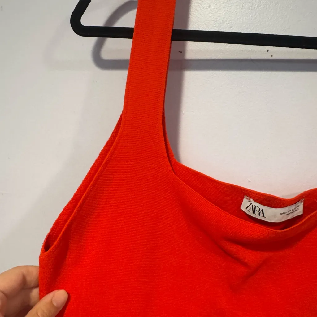 Orange‎ Red Zara Knit square neck bodysuit - Image 3