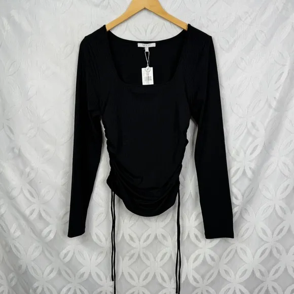 WAYF Ruched Top in Black Size‎ L NWT - Image 2
