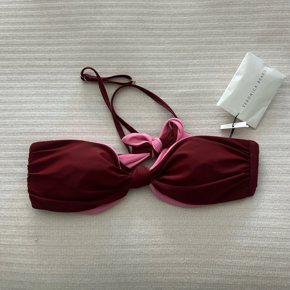 Veronica Beard Gilly Tie-Front Bandeau Bikini Top - Image 3