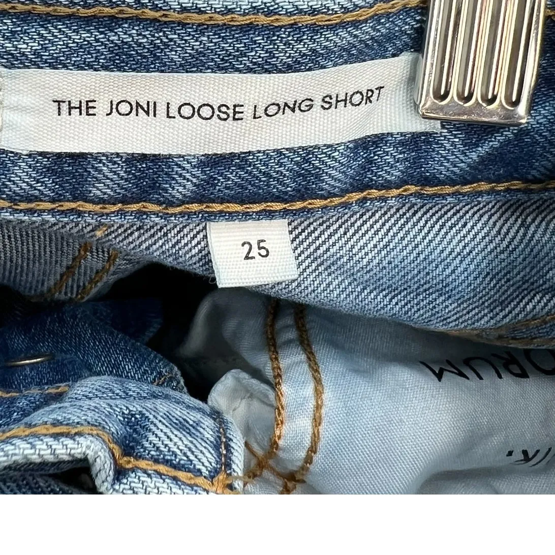 Aritzia Denim Forum The Joni Loose‎ Long Short High Rise Denim Blue Size 25 - Image 11