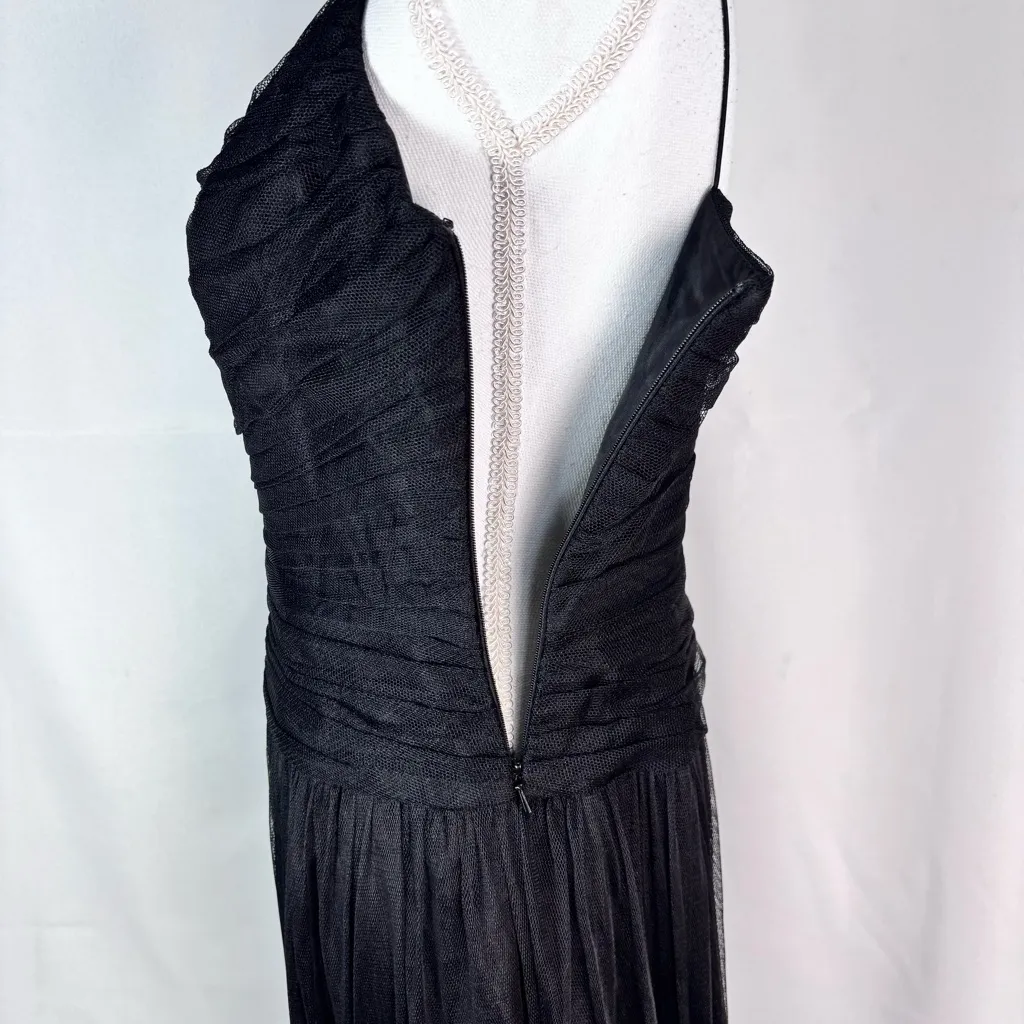 Carmen Marc Valvo signature party dress mesh bodice embroidered hem Size 12 - Image 9