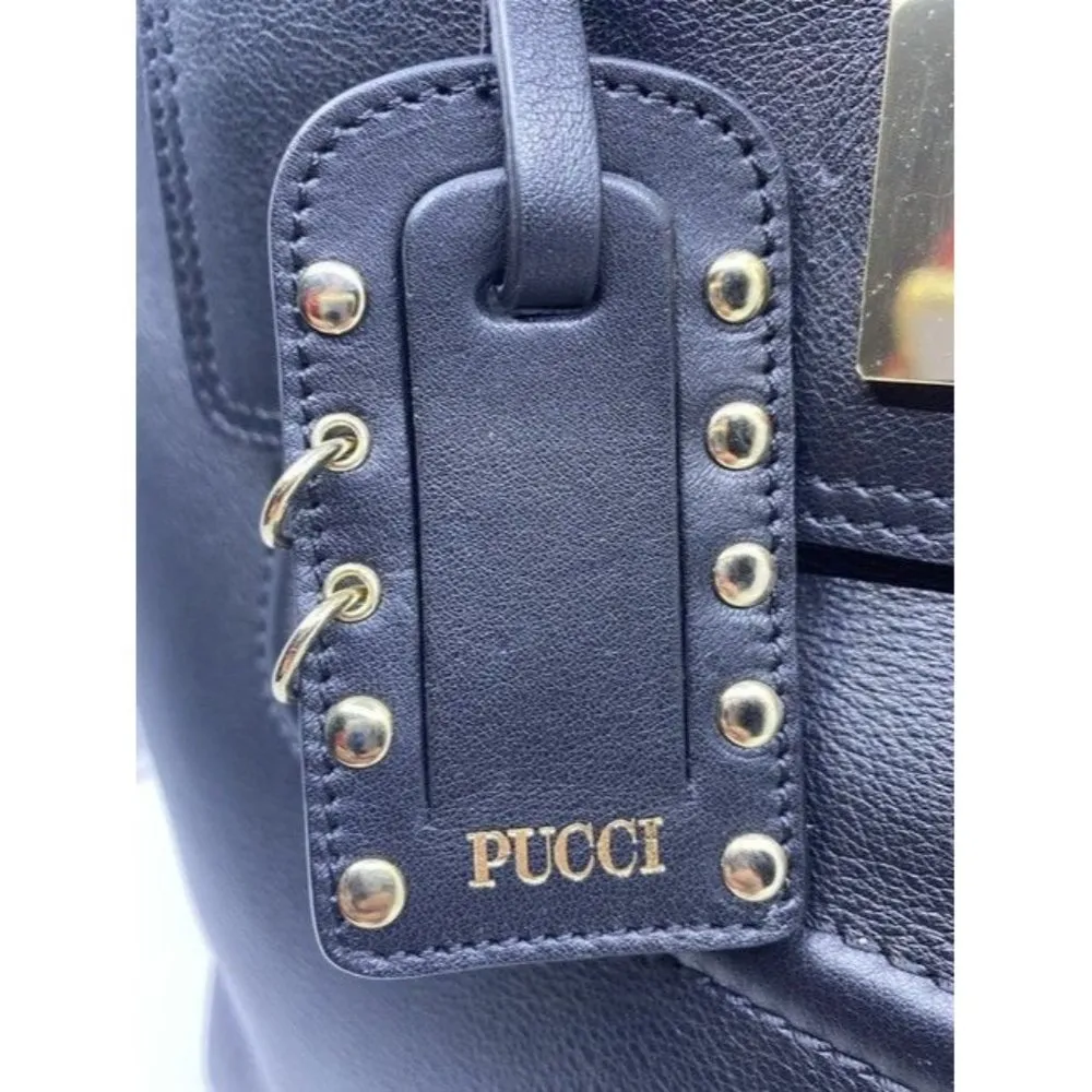 Emilio Pucci Medium City Marquise Top Handle Black Leather Shoulder Bag - Image 11