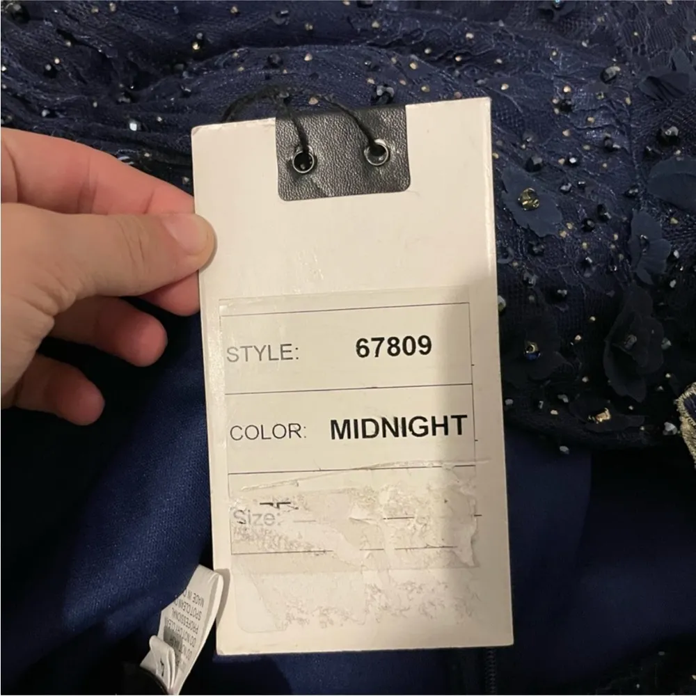 Mac Duggal 67809 Lace Floral Low V-neck Cocktail Midi Dress Gown Midnight 4 - Image 9