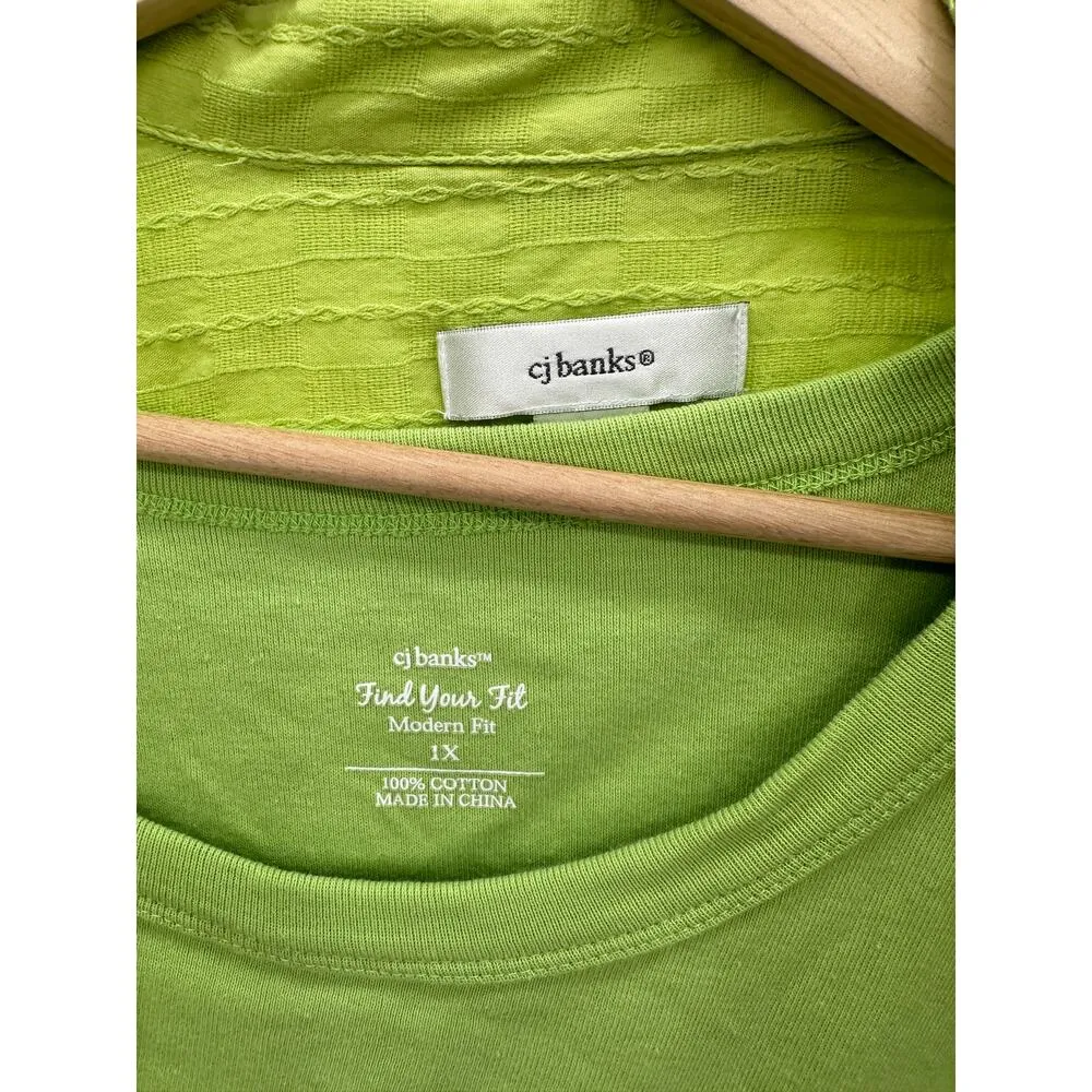 CJ Banks Green Tank Top Long Sleeve Collared Cardigan Set Women's Plus Size 1X - Image 6