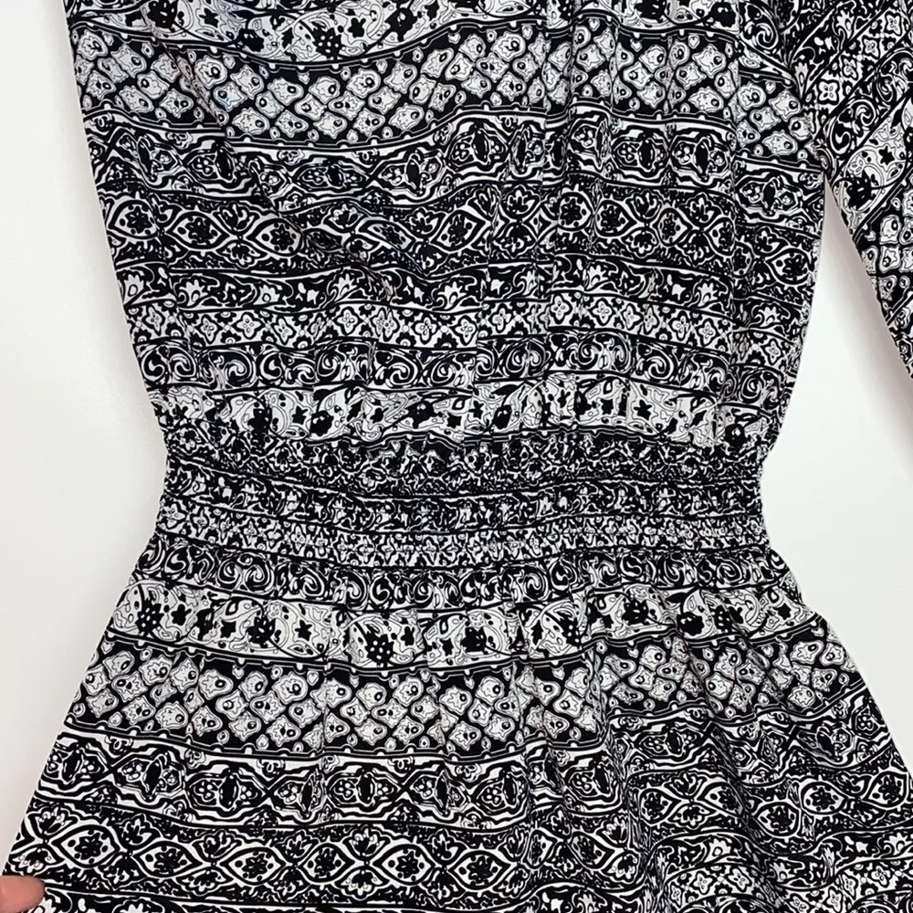 Anthropologie Sunday in Brooklyn Black Printed One Shoulder Smocked Dress - Image 5