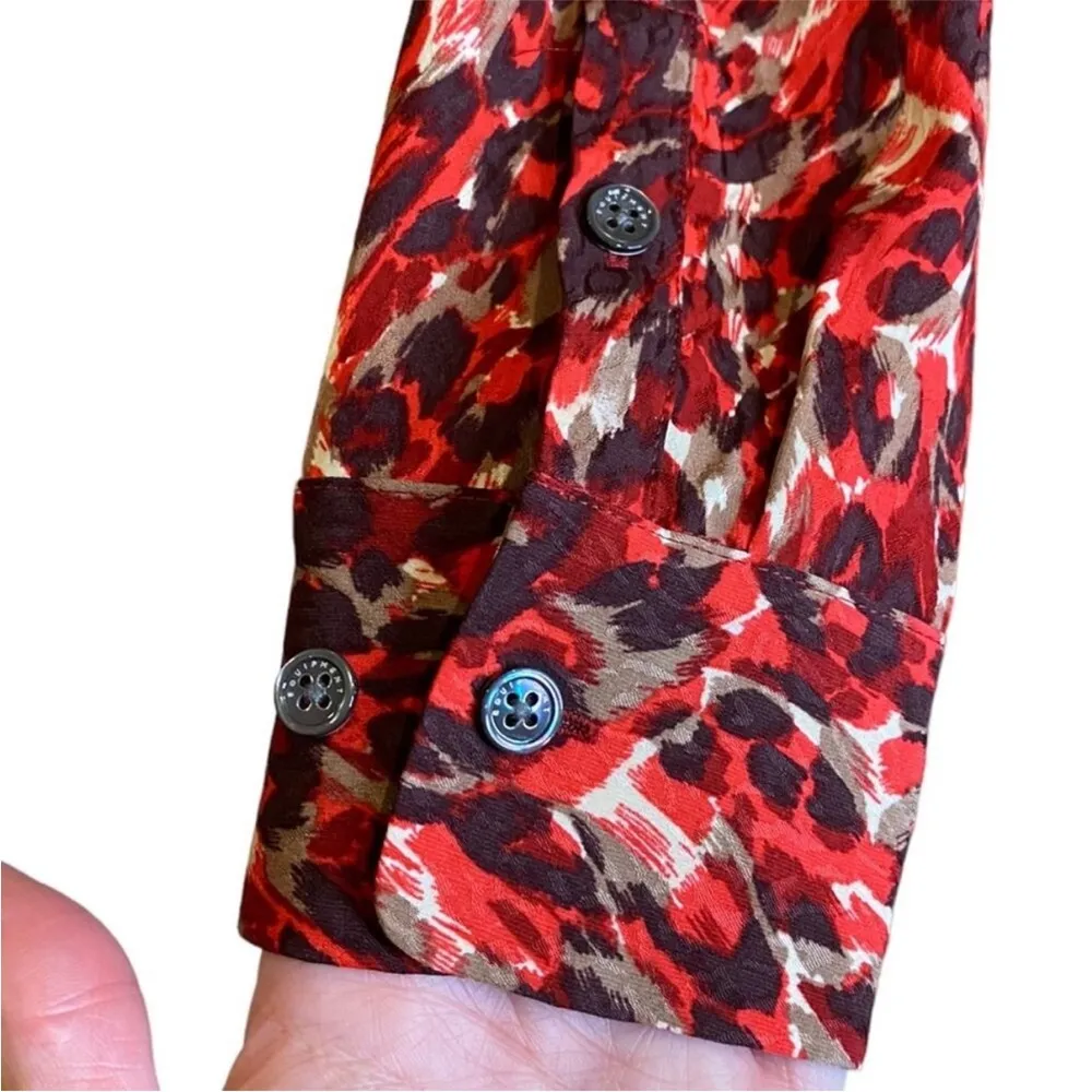 NWT Equipment Femme Red Leopard Viscose Button Down Blouse Top Shirt Size Small - Image 7