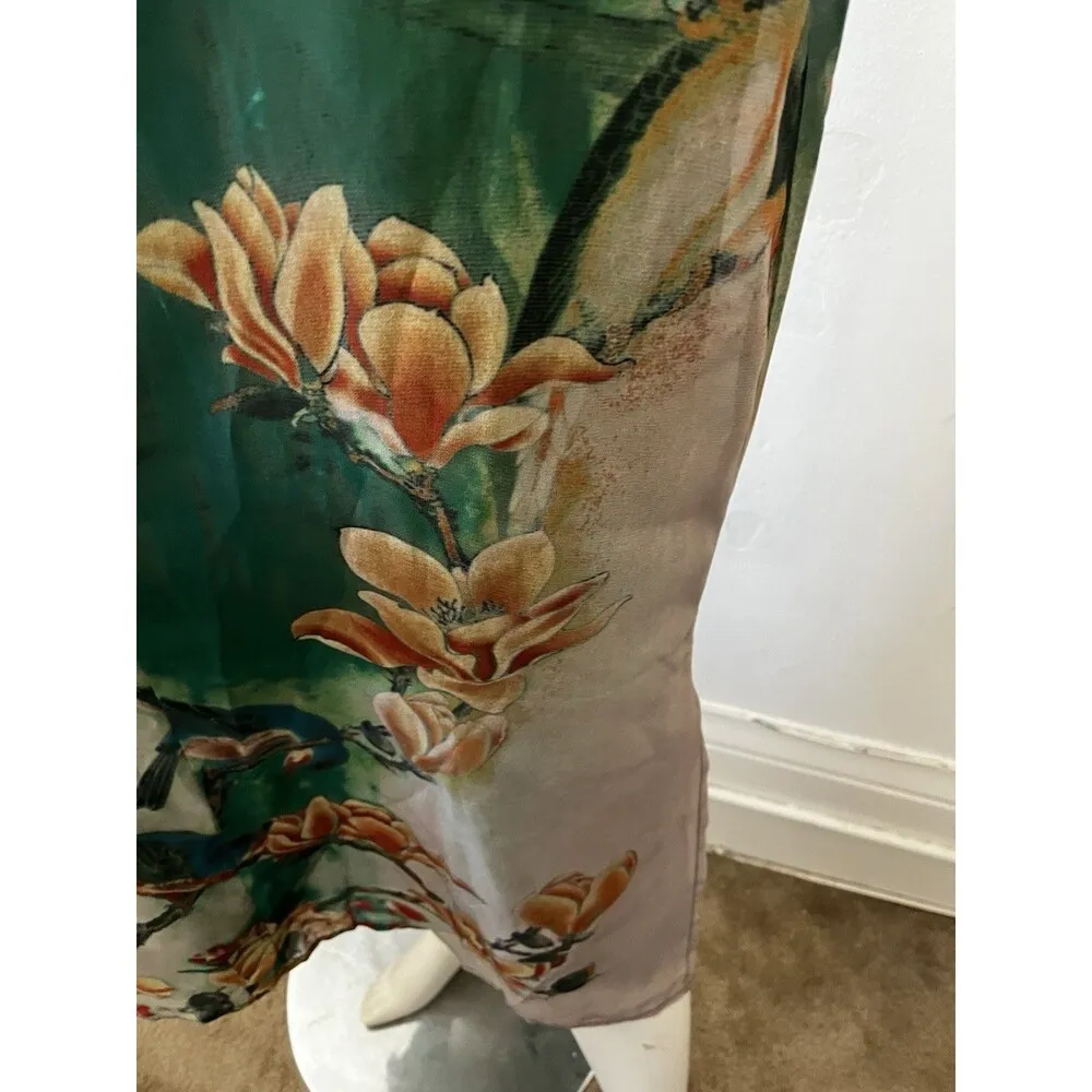 Nwt Silk Green Garden 2xl Floral Kaftan shift Dress Bluejay Forest Short Sleeve Size undefined - Image 8