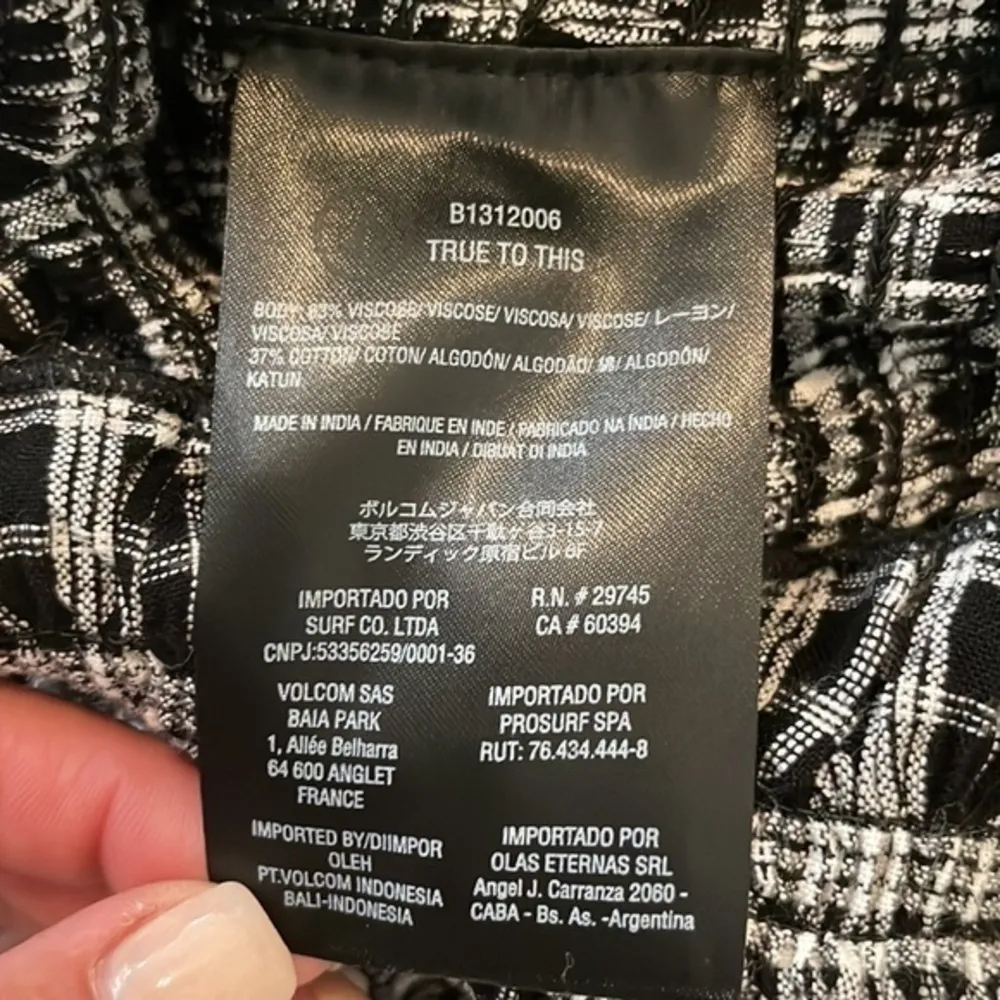 Volcom Black & White Gingham Ruche Mini Dress - Image 9