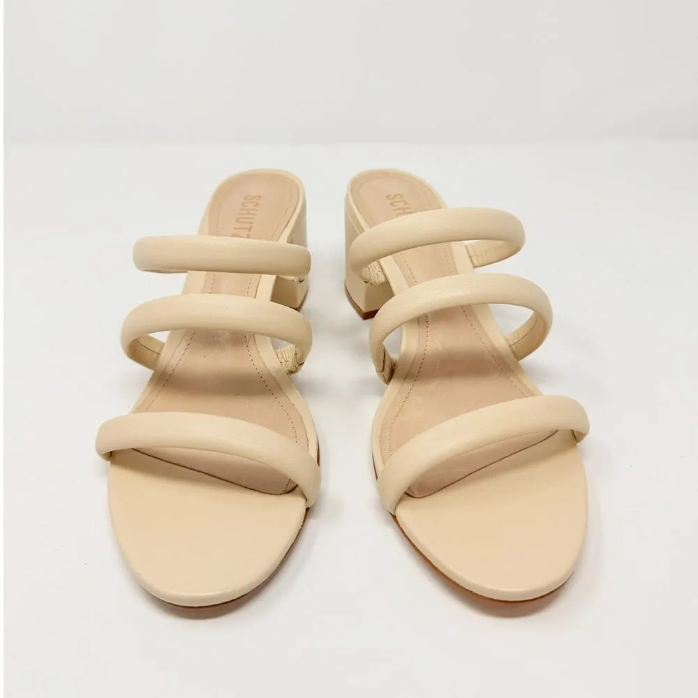 NEW Schutz Olly Mid Block Nappa Leather Strappy Sandal Cream White 10.5 - Image 4